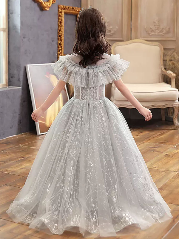 Girls' Piano Performance Costume Evening Gown Flower Girl Wedding Dress Princess Dress - Dorabear