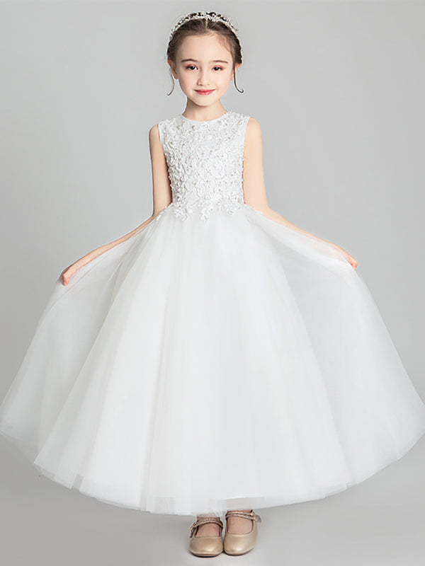 Girls' Piano Performance Costume Flower Girl Wedding Dress Evening Banquet Gown - Dorabear