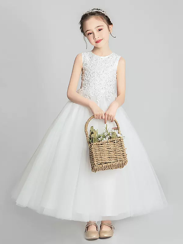 Girls' Piano Performance Costume Flower Girl Wedding Dress Evening Banquet Gown - Dorabear