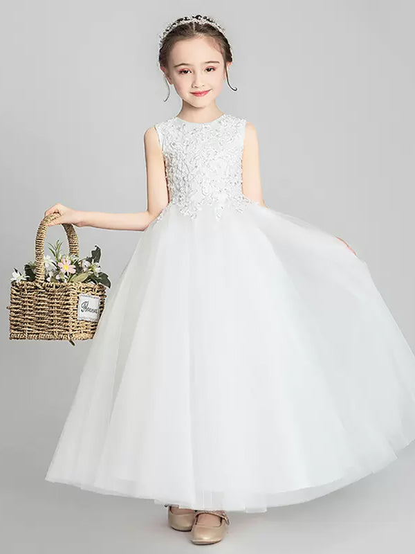 Girls' Piano Performance Costume Flower Girl Wedding Dress Evening Banquet Gown - Dorabear