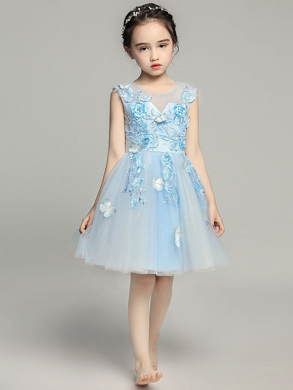 Girls' Piano Performance Costume Flower Girl Wedding Dress Puffy Evening Gown - Dorabear