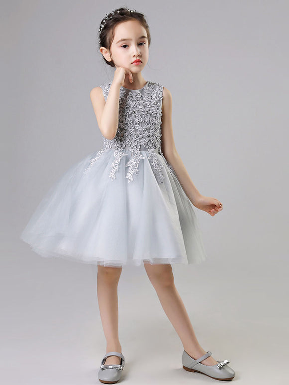 Girls' Piano Performance Costume Princess Dress Flower Kid Fluffy Wedding Gown - Dorabear