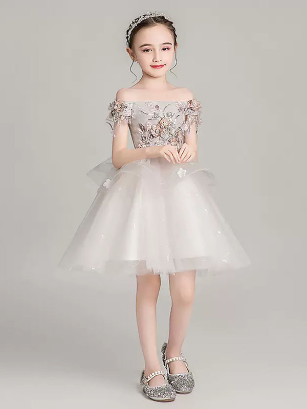 Girls' Piano Performance Costume Puffy Evening Gown Princess Dress - Dorabear