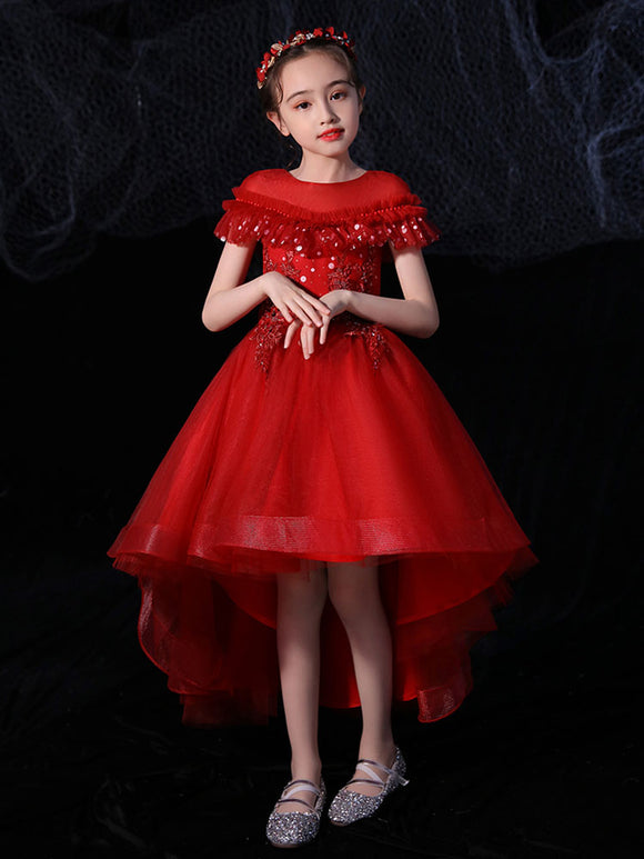 Girls' Piano Performance Gown Flower Girl Wedding Dress Princess Dress - Dorabear