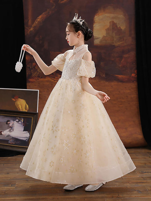 Girls' Princess Dress Flower Girl Wedding Dress Piano Performance Costume Evening Gown - Dorabear