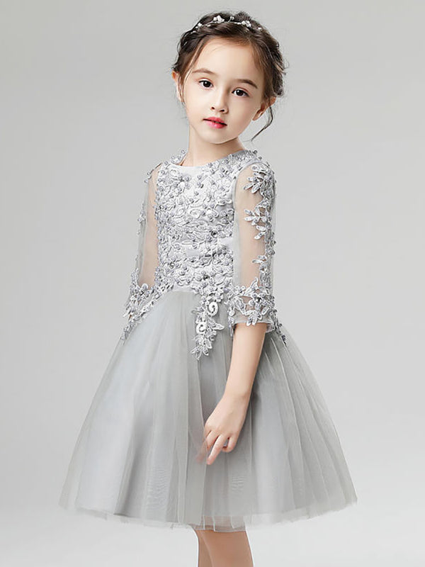 Girls' Princess Dress Flower Girl Wedding Gown Puffy Dress Performance Costume - Dorabear