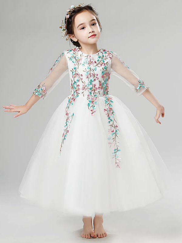 Girls' Princess Dress Flower Girl Wedding Gown Puffy Walkshow Performence Costume - Dorabear