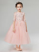 Girls' Princess Dress Long-sleeved Fluffy Wedding Dress Piano Performance Costume - Dorabear