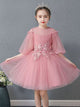 Girls' Princess Dress Puffy Gown Flower Girl Bubble Sleeve Wedding Dress - Dorabear