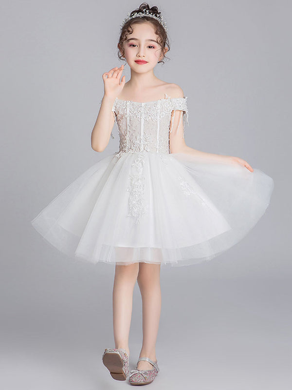 Girls' Princess Dress Puffy Wedding Dress Evening Gown Flower Girl High end Performance Costume - Dorabear