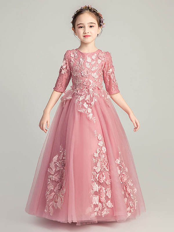 Girls' Puffy Gauze Dress Piano Performance Costume Walk Show Evening Gown Princess Dress - Dorabear