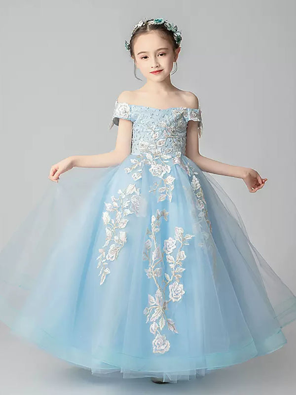 Girls'Puffy Princess Dress Evening Gown Performance Costume Flower Girl Wedding Dress - Dorabear