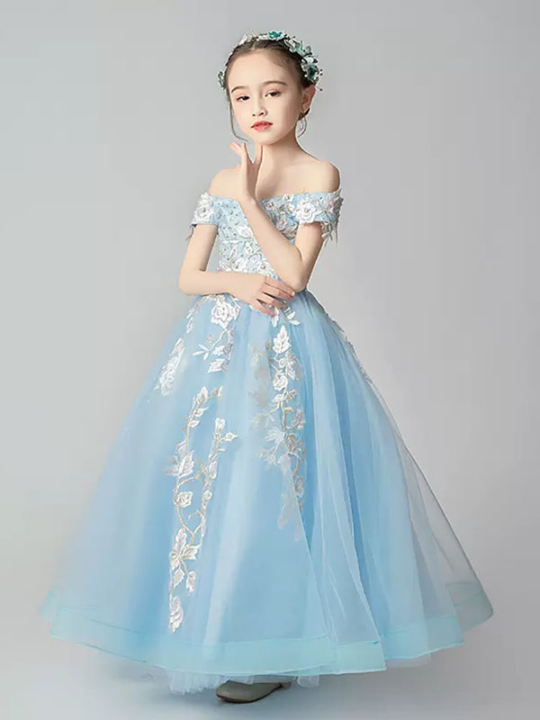 Girls'Puffy Princess Dress Evening Gown Performance Costume Flower Girl Wedding Dress - Dorabear