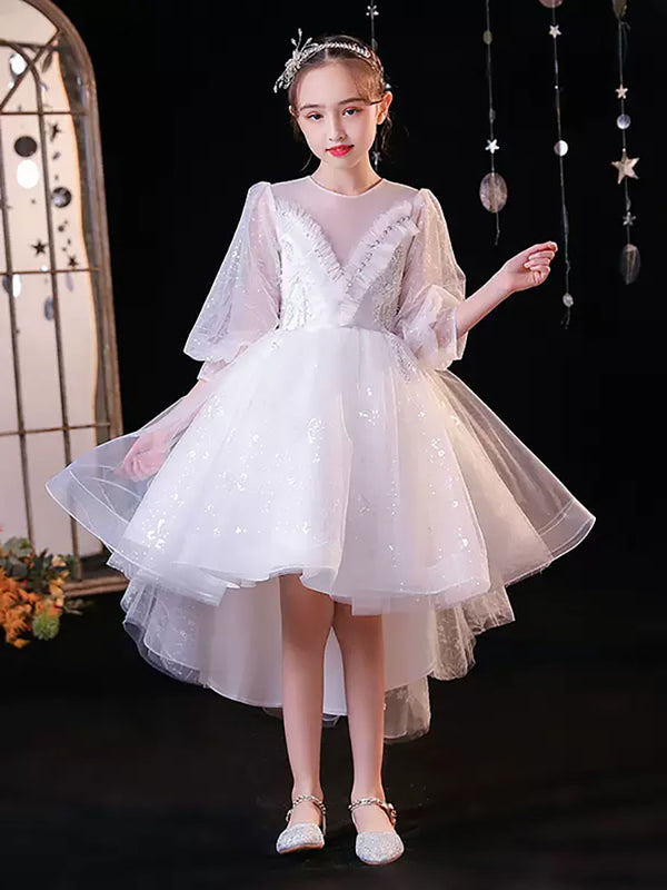 Girls' Puffy Princess Dress Flower Girl's Dress Piano Perfomence Costume - Dorabear