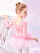 Sequined Bow Dance Dress Autumn/Winter Long-sleeved Ballet Clothing - Dorabear