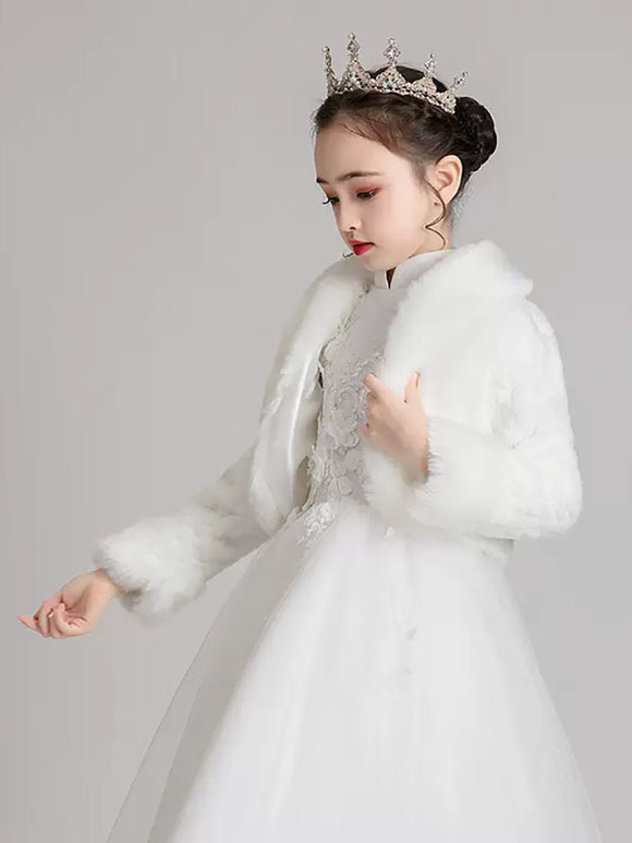 Girls' Shawl Plush Coat Cape Princess Dress Accessories Winter Small Waistcoat - Dorabear