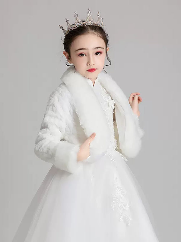 Girls' Shawl Plush Coat Cape Princess Dress Accessories Winter Small Waistcoat - Dorabear