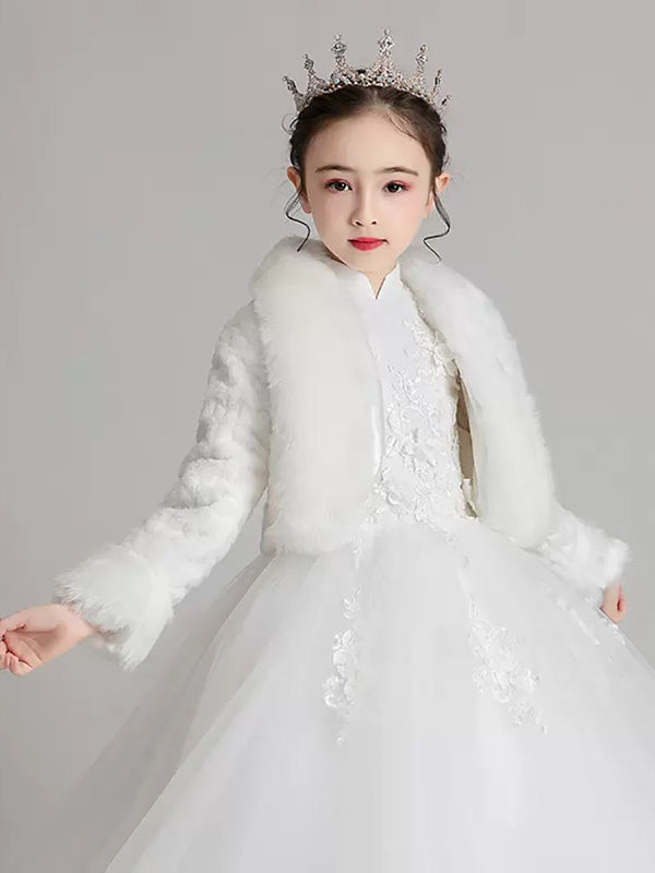 Girls' Shawl Plush Coat Cape Princess Dress Accessories Winter Small Waistcoat - Dorabear