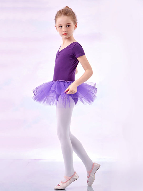 Short Sleeved Practice Dress Performance Clothing Summer Ballet Fluffy Skirt - Dorabear