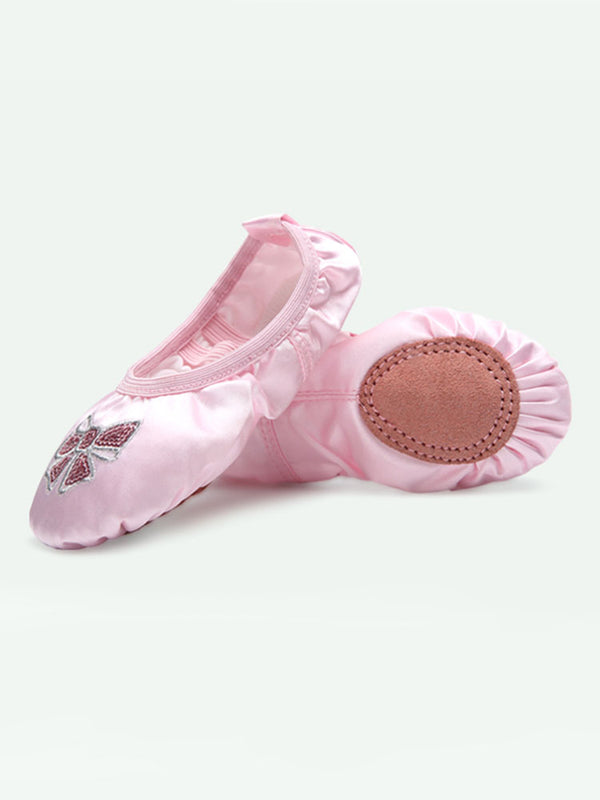 Summer Soft-soled Satin Embroidered Cat's Claw Ballet Shoes - Dorabear