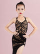 Suspender Collar Gauze Mesh Splicing Lace Latin Dance Training Leotard - Dorabear