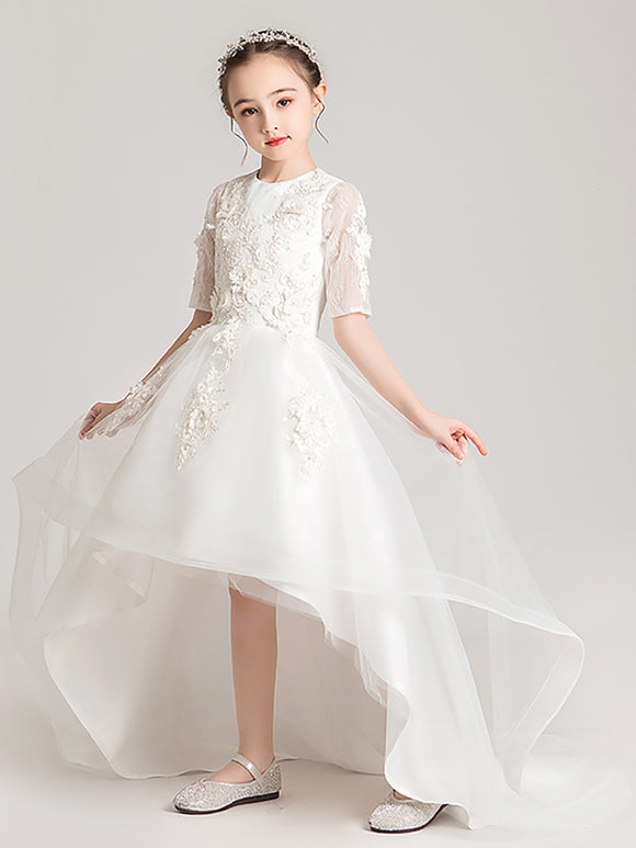 Girls' Trailing Evening Gown Flower Girl Princess Dress Puffy Wedding Dress - Dorabear