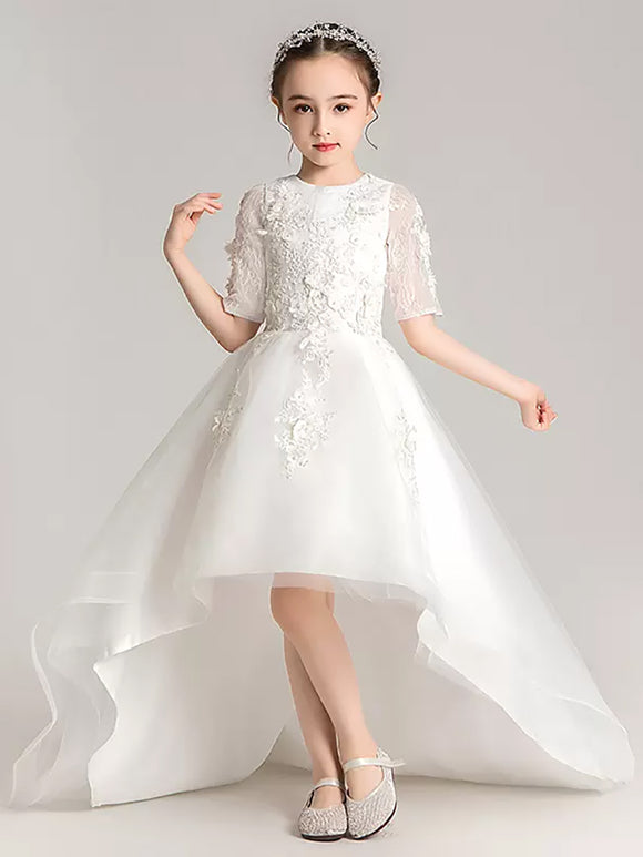 Girls' Trailing Evening Gown Flower Girl Princess Dress Puffy Wedding Dress - Dorabear