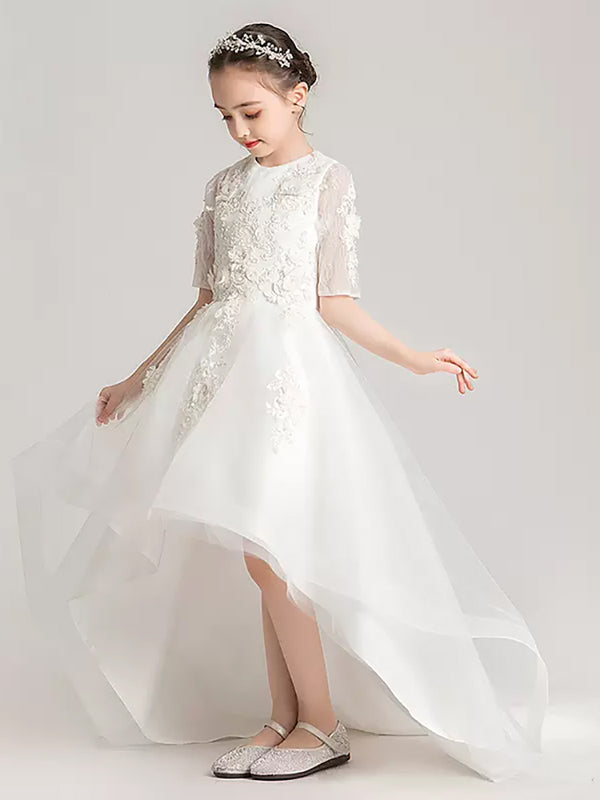 Girls' Trailing Evening Gown Flower Girl Princess Dress Puffy Wedding Dress - Dorabear