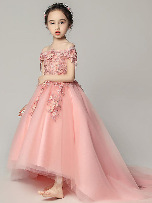 Girls' Trailing Piano Performance Costume Flower Girl Princess Dress Evening Gown - Dorabear