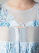 Girls' Trailing Wedding Dress Blue Walkshow Puffy Gauze Performance Costume - Dorabear