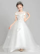 Girls' Trailing Wedding Dress Flower Girl Evening Gown Gauze Piano Performance Costume - Dorabear