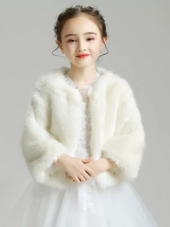 Girls' Waistcoat Dress Accessories Plush Small Coat Long Sleeve Wool Shawl - Dorabear