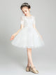 Girls' Walk Show Performance Costume White Gown Flower Girl Fluffy Wedding Dress - Dorabear