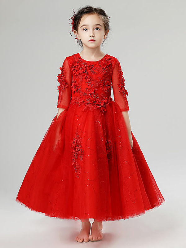 Girls' Walk Show Piano Performance Costume Flower Girl Puffy Gown Princess Dress - Dorabear