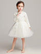 Girls' Wedding Dress Long-sleeved Piano Performance Costume Flower Kid Puffy Princess Dress - Dorabear