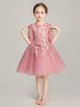 Girls' Wedding Dress Piano Performance Costume Long-sleeved Evening Gown Puffy Princess Dress - Dorabear