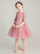 Girls' Wedding Dress Piano Performance Costume Long-sleeved Evening Gown Puffy Princess Dress - Dorabear