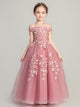 Girls' Wedding Dress Piano Performance Costume Long-sleeved Evening Gown Puffy Princess Dress - Dorabear