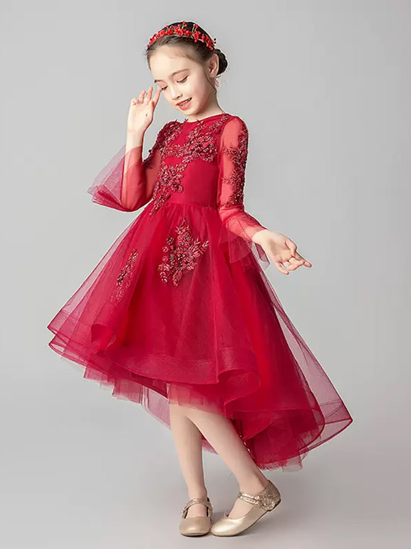 Girls' Western-style Show Evening Gown Flower Kid's Wedding Dress Puffy Princess Costume - Dorabear