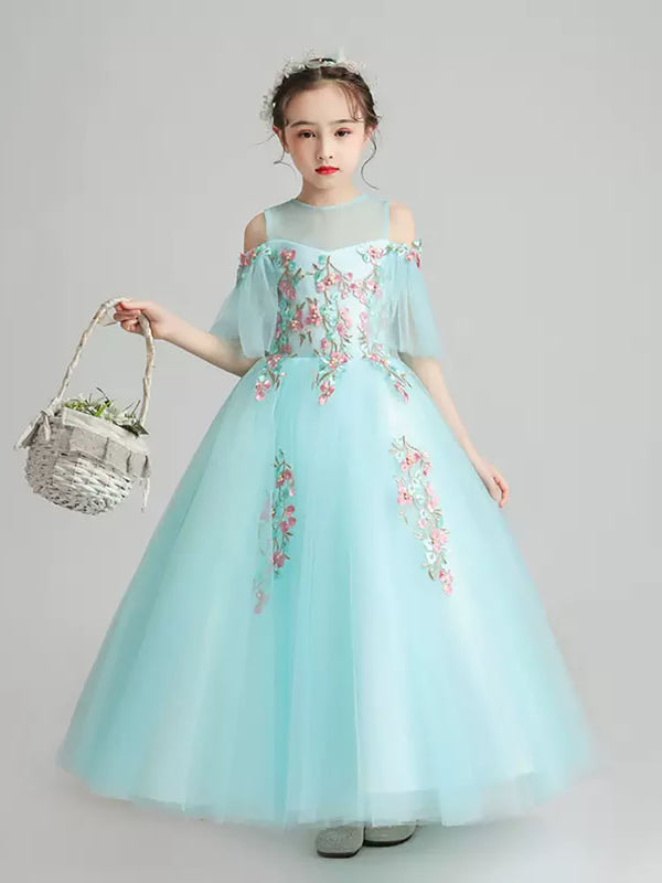 Girls' Western Evening Gown Princess Dress Flower Girl Wedding Dress Performance Costume - Dorabear