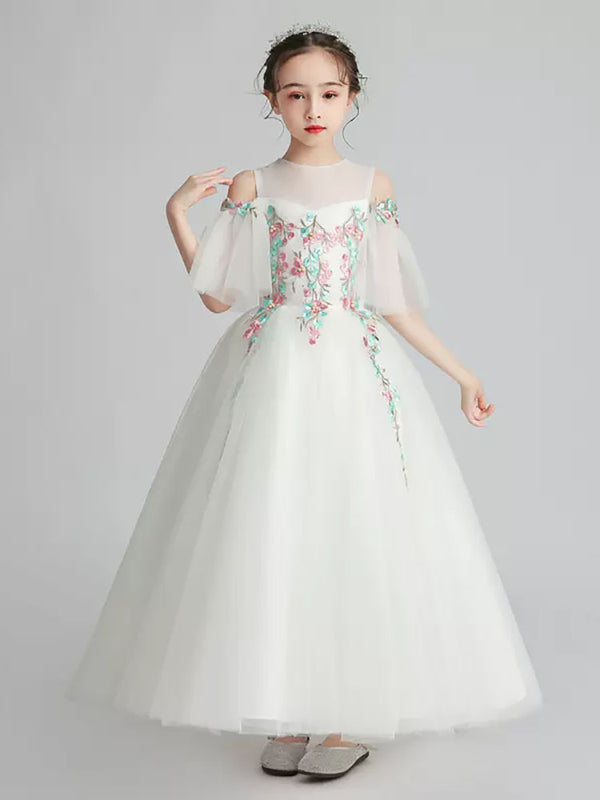 Girls' Western Evening Gown Princess Dress Flower Girl Wedding Dress Performance Costume - Dorabear