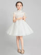 Girls' White Gauze Dress Flower Girl Puffy Gown Walk Show Performance Costume - Dorabear