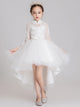 Girls' White Gown Flower Girl Long Sleeve Wedding Dress Autumn/Winter Performance Costume - Dorabear