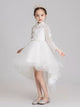 Girls' White Gown Flower Girl Long Sleeve Wedding Dress Autumn/Winter Performance Costume - Dorabear