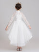 Girls' White Gown Flower Girl Long Sleeve Wedding Dress Autumn/Winter Performance Costume - Dorabear