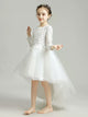 Girls' White Long-sleeved Princess Dress Puffy Dress Evening Gown Flower Kid's Wedding Dress - Dorabear