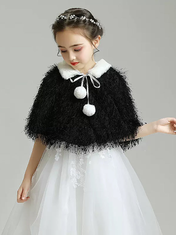 Girls' Wool Shawl Thickened Cloak Dress Accessories Performance Coat - Dorabear