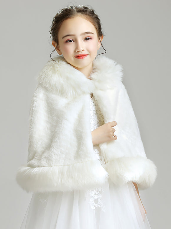 Girls' Wool Shawl Thickened Long-sleeved Warm Coat Dress Cape Accessories - Dorabear