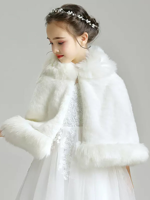Girls' Wool Shawl Thickened Long-sleeved Warm Coat Dress Cape Accessories - Dorabear
