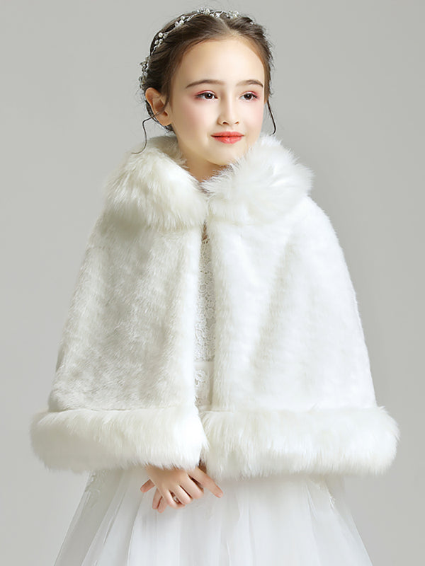 Girls' Wool Shawl Thickened Long-sleeved Warm Coat Dress Cape Accessories - Dorabear